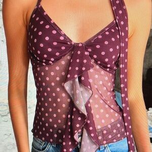 Polka Dot Halter Tank Top